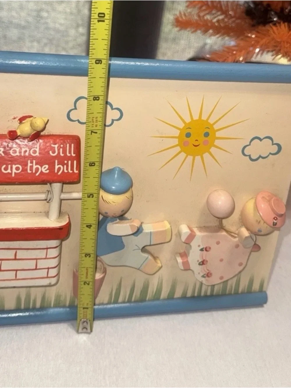 Vintage Jack and Jill Wall Plaque - Blue and Pink Nursery Decor